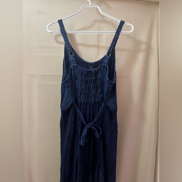 Navy Blue Boho Retro Lace-Up Maxi Dress by My Choice – 100% Rayon - Picture 7 of 9